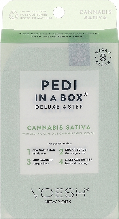 4 stufiges Pediküre-Set mit Hanf - Voesh Delux Pedicure Hemp Relax 4 Step Pedi In A Box — Bild N1