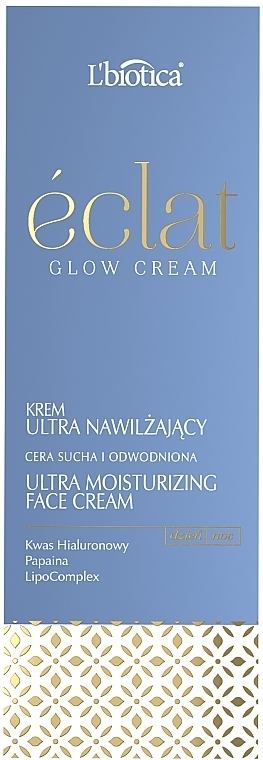 Ultra feuchtigkeitsspendende Gesichtscreme für trockene Haut mit Hyaluronsäure und Papain - L'biotica Eclat Clow Cream — Bild N1