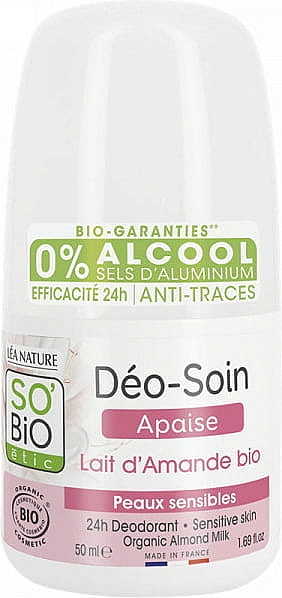 Deo Roll-on mit Mandelmilch - So'Bio Etic Organic Almond Milk Deodorant Roll-On — Bild N1