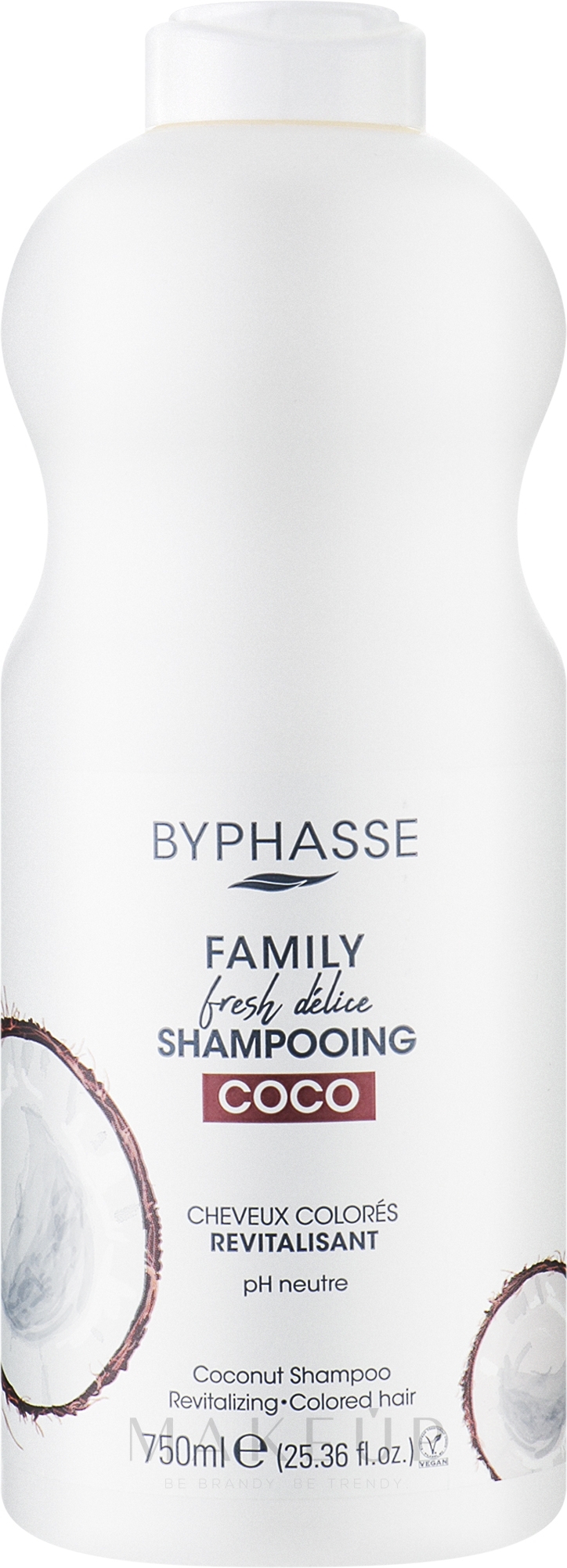 Shampoo für gefärbtes Haar mit Kokosnuss - Byphasse Family Fresh Delice Shampoo — Bild 750 ml