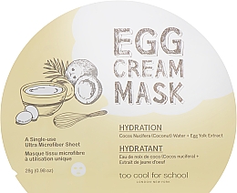 Düfte, Parfümerie und Kosmetik Feuchtigkeitsspendende Tuchmaske mit Ei-Extrakt und Kokoswasser - Too Cool For School Egg Cream Mask Hydration