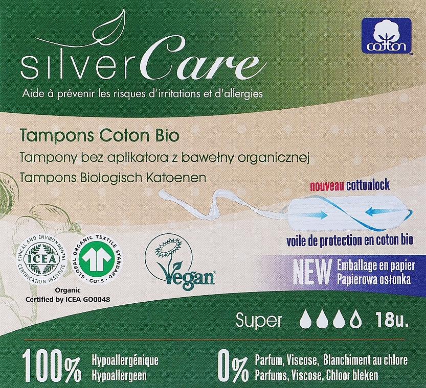 Tampons aus Bio-Baumwolle Super 18 St. - Masmi Silver Care — Bild N1