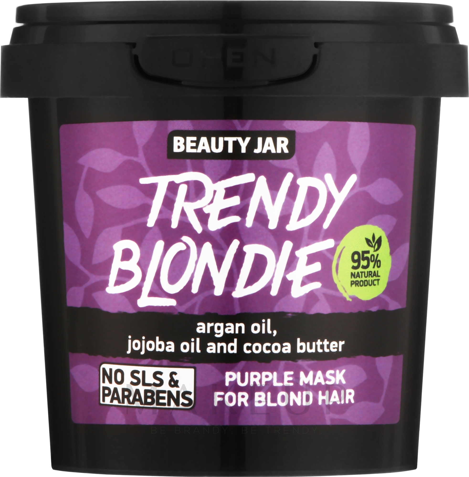 Lila Maske für blondes und gefärbtes Haar mit Arganöl und Kokosnussbutter - Beauty Jar Trendy Blondie For Blond Hair Purple Mask — Bild 150 ml