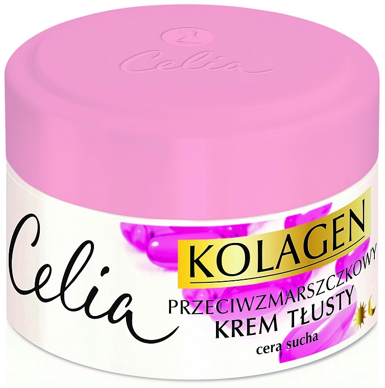 Fettige Anti-Falten Gesichtscreme für trockene Haut mit Kollagen und Vitamin A und E - Celia Collagen Cream
