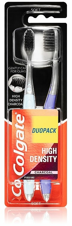 Zahnpflegeset weich blau + violett 2 St. - Colgate High Density Charcoal — Bild N1