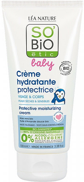 Feuchtigkeitsspendende und schützende Kindercreme für Gesicht und Körper mit Aloe Vera - So'Bio Etic Baby Protective Moisturizing Cream — Bild N1