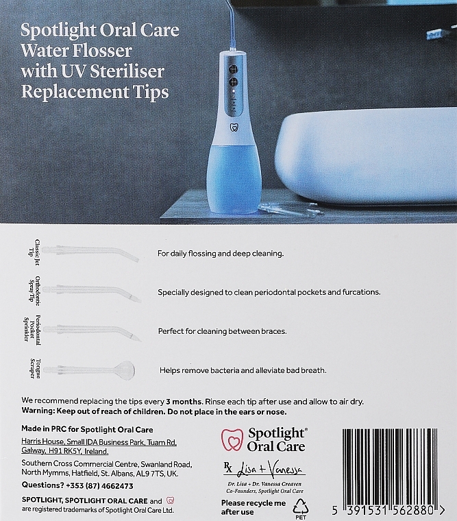 Austauschbare Düsenaufsätze für Munddusche - Spotlight Oral Care Water Flosser With UV Steriliser Replacement Tips — Bild N2