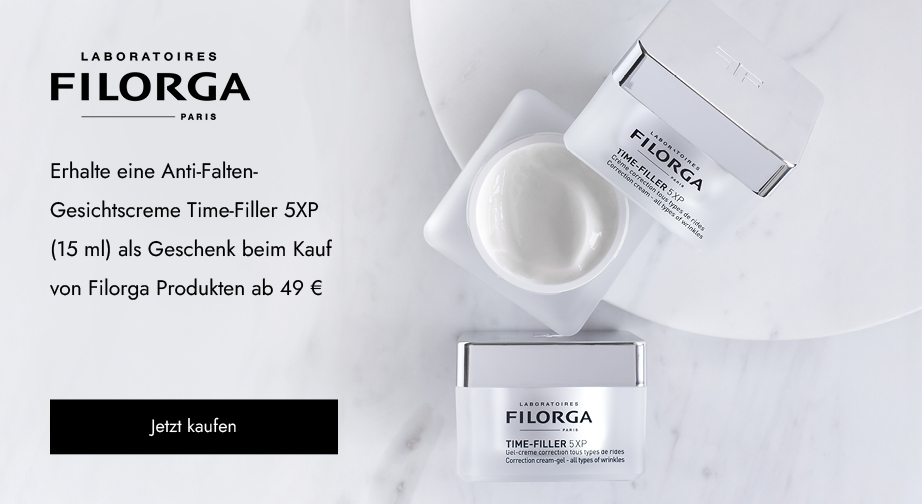 Erhalte eine Anti-Falten-Gesichtscreme Time-Filler 5XP (15 ml) als Geschenk beim Kauf von Filorga Produkten ab 49 €