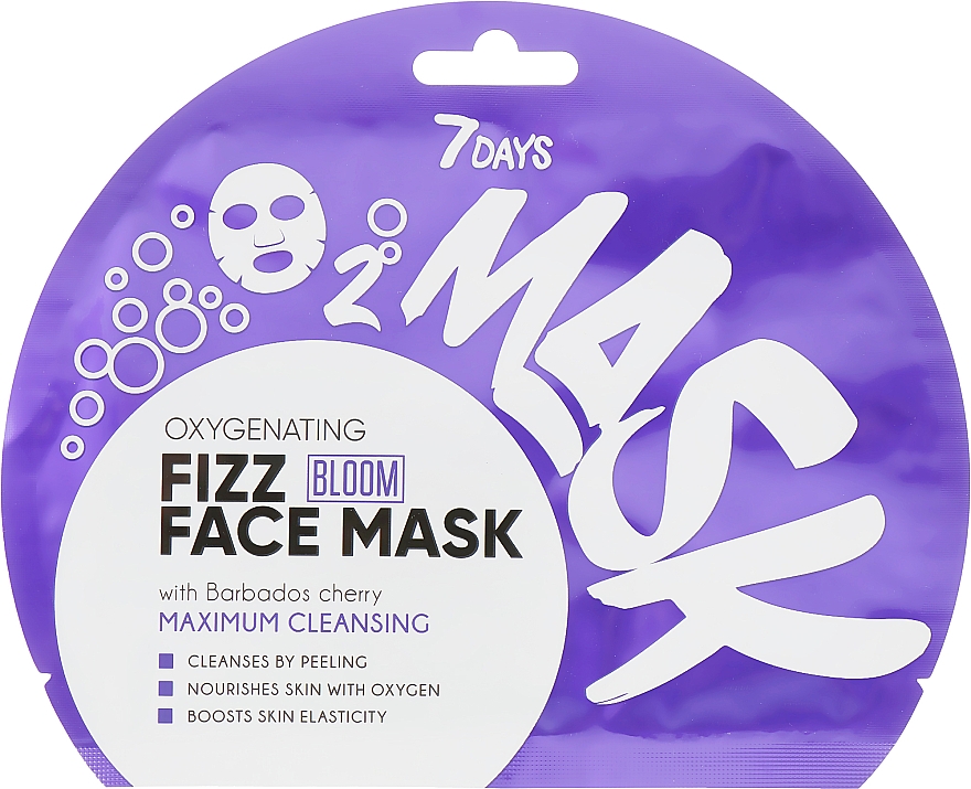 Sauerstoff-Maske für das Gesicht mit Barbados-Kirsche - 7 Days Bloom Maximum Cleansing Sheet Mask