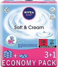 Sanfte Feuchttücher für Babys 4x63 St. - Nivea Baby Soft & Cream — Bild N1