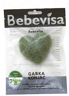 Peelingschwamm für Gesicht Grüntee mit Konjak-Wurzel - Bebevisa Konjac Sponge Heart — Bild N1
