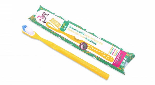 Zahnbürste aus Bioplastik mit austauschbarem Kopf weich, gelb - Lamazuna Toothbrush — Bild N1