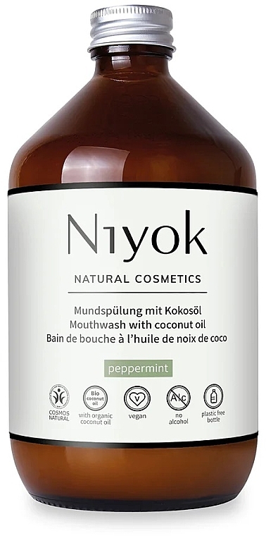 Mundspülung mit Kokosnussöl Pfefferminze - Niyok Natural Cosmetics Mouthwash Peppermint — Bild N1