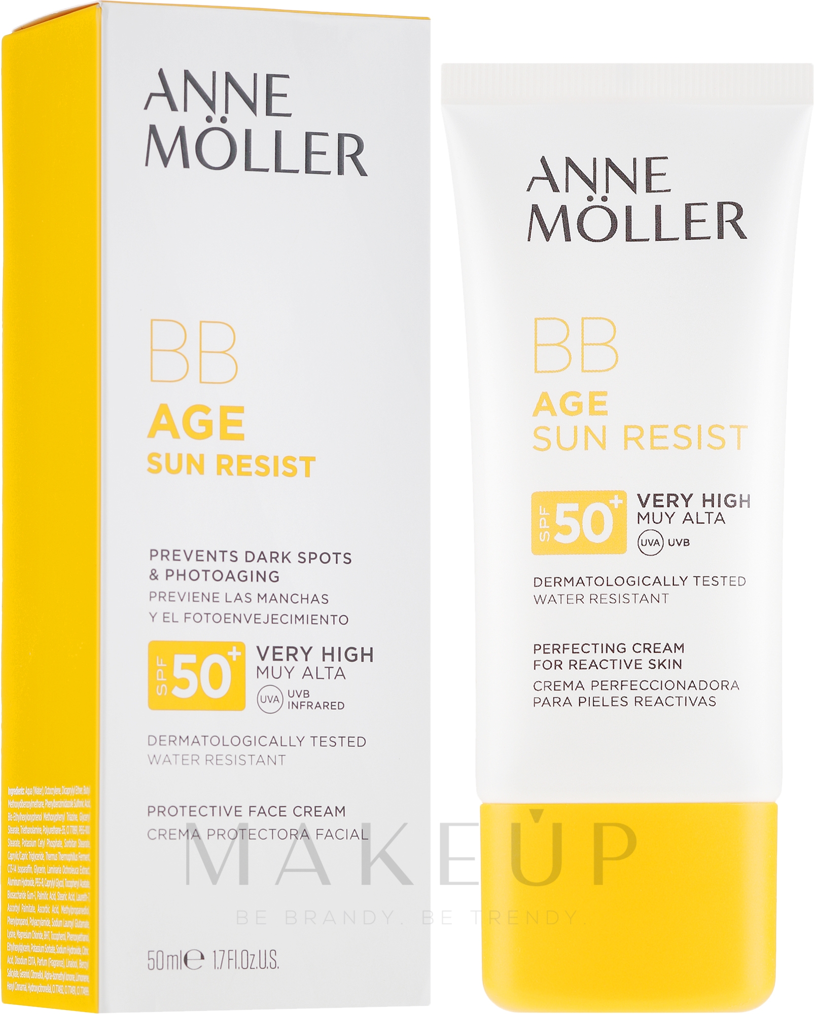Sonnenschutzende BB Gesichtscreme SPF50+ - Anne Moller BB Age Sun Resist Perfecting Cream SPF50+ — Bild 50 ml