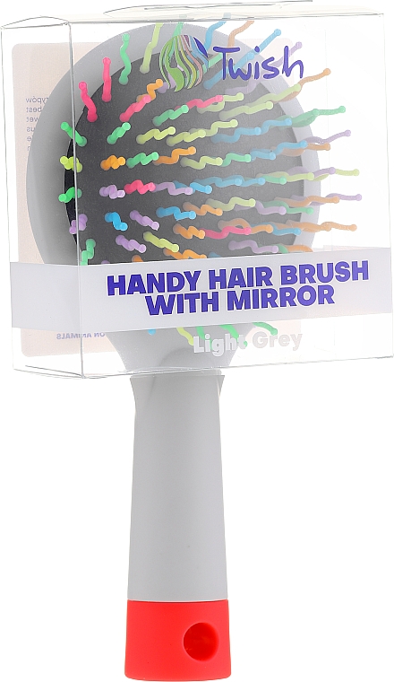 Haarbürste mit Speigel grau - Twish Handy Hair Brush with Mirror Light Grey — Bild N2