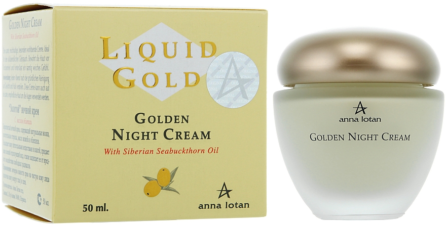 Pflegende und feuchtigkeitsspendende Gesichtscreme mit sibirischem Sanddornöl - Anna Lotan Liquid Gold Golden Night Cream — Bild N1