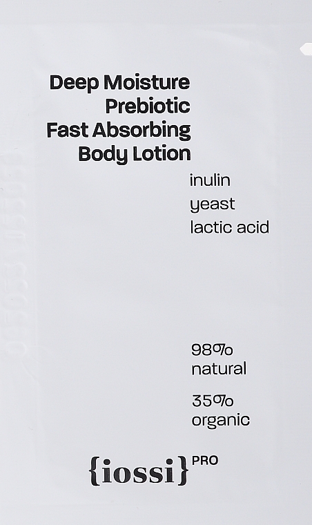 GESCHENK! Feuchtigkeitsspendende Körperlotion - Iossi Pro Deep Moisture Prebiotic Fast Absorbing Body Lotion (Probe)  — Bild N1