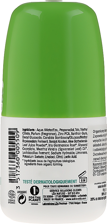 Deo Roll-on mit Bambuspulver - So’Bio Etic Deo Fresh Deodorant Mint All Skin Types — Bild N2