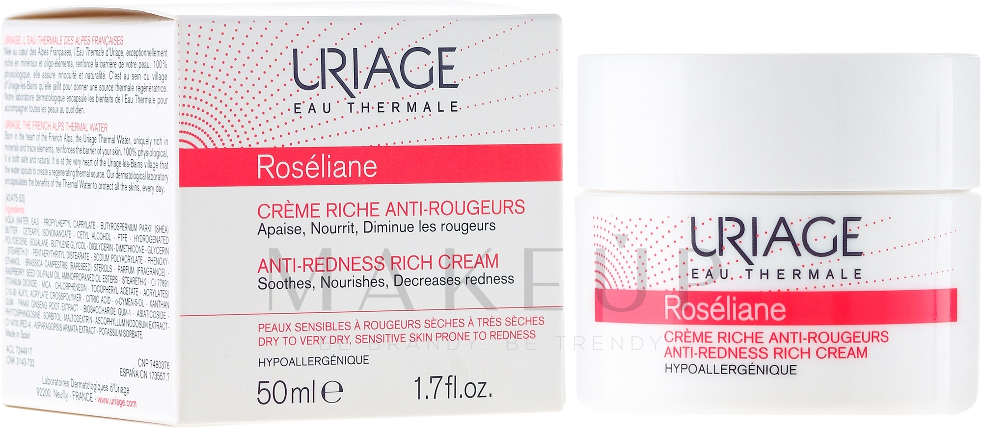 Reichhaltige und beruhigende Gesichtscreme gegen Rötungen - Uriage Roseliane Anti-Redness Rich Cream — Bild 50 ml