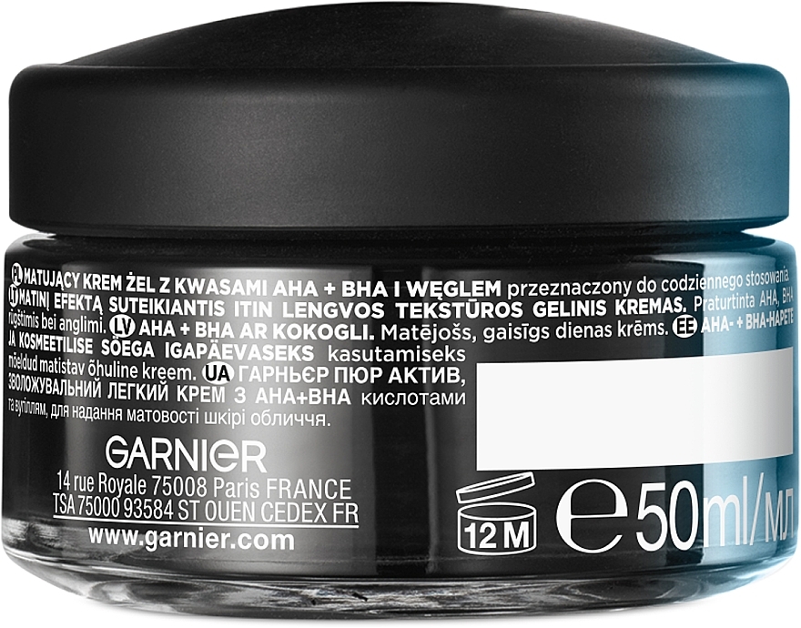 Feuchtigkeitsspendende und leichte Creme mit AHA-BHA-Säuren und Aktivkohle - Garnier Pure Active Daily Mattifying Air Cream  — Bild N2