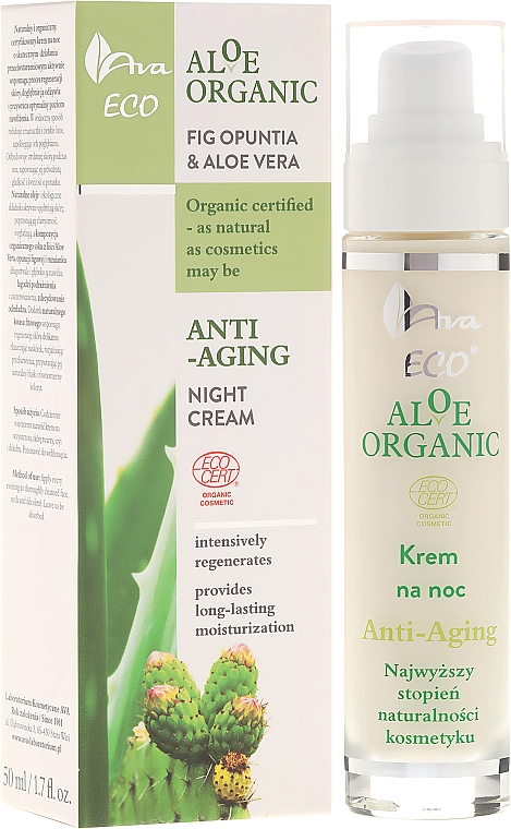 Anti- Falten Nachtcreme für Gesicht - Ava Laboratorium Aloe Organiic Night Cream — Bild N1