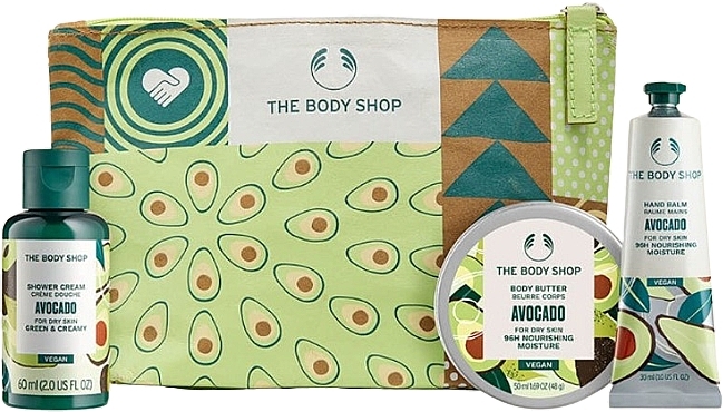 Set - The Body Shop Rich & Creamy Avocado Mini Gift (sh/cr/60ml + b/butter/50ml + h/balm/30ml + bag/1pcs) — Bild N1