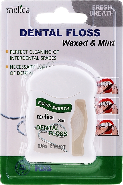 GESCHENK! Zahnseide mit Minzgeschmack - Melica Organic Dental Floss Waxed & Mint — Bild N1