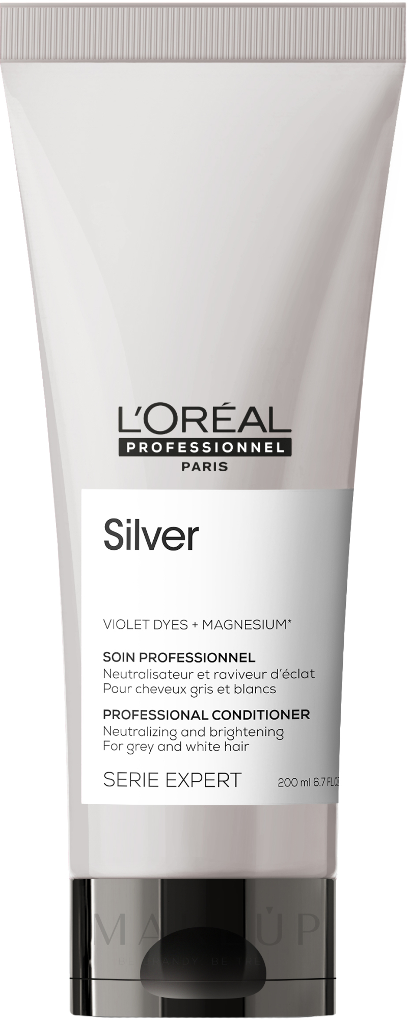 Neutralisierende und glänzende Haarspülung für graues und weißes Haar mit Babassuöl - L'Oreal Professionnel Silver Neutralising Cream Conditioner — Foto 200 ml NEW