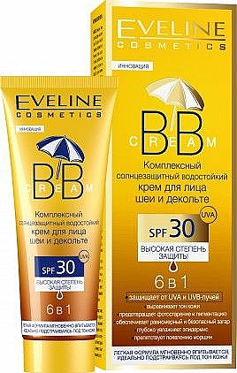 6in1 BB Sonnenschutzcreme für Gesicht, Hals und Dekolleté SPF 30 - Eveline Cosmetics BB Cream 