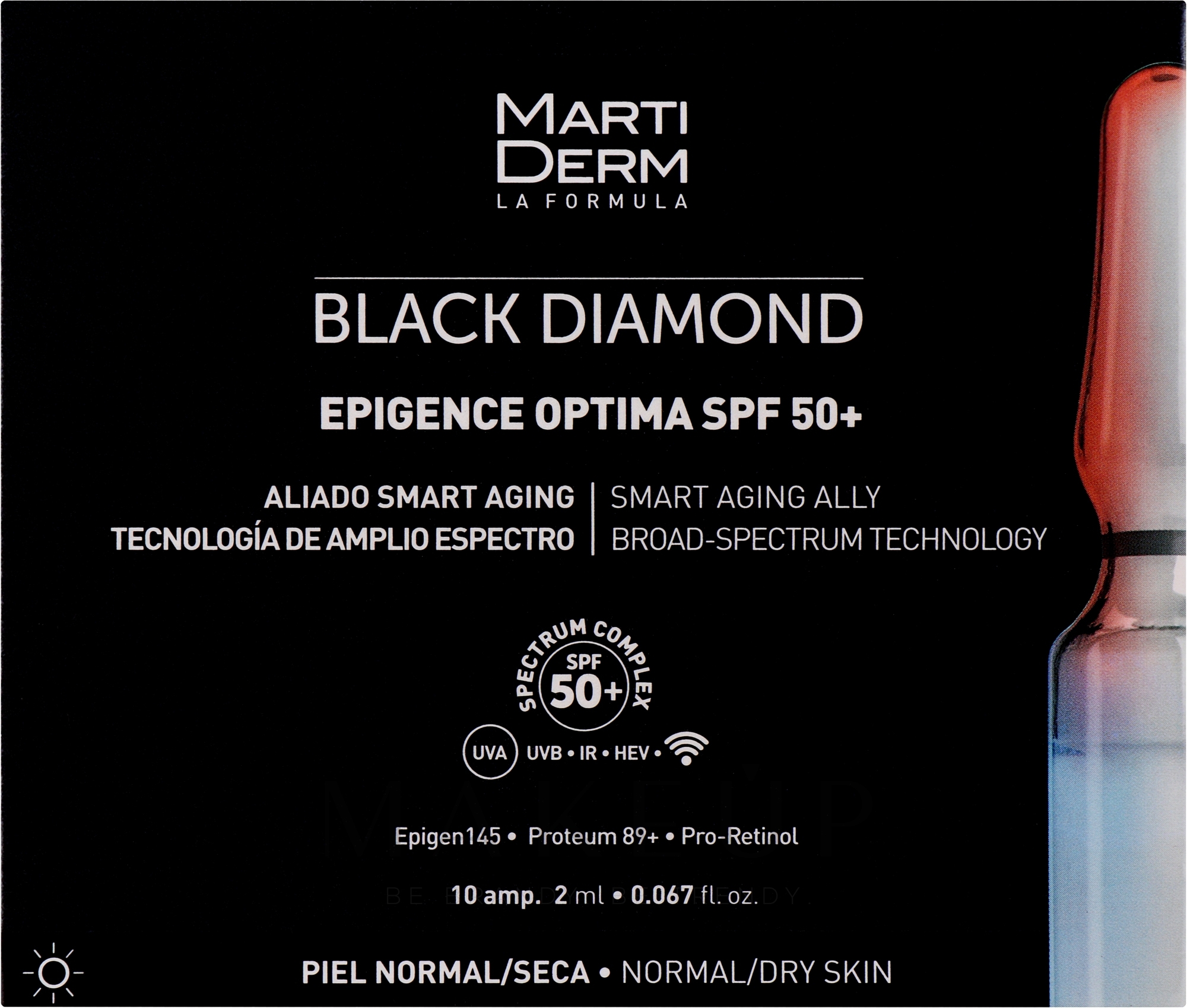 Sonnenschutzampullen für das Gesicht - MartiDerm Black Diamond Epigence Optima SPF 50+ — Bild 10 x 2 ml