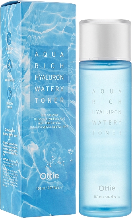 Gesichtstoner mit Hyaluronsäurekomplex - Ottie Aqua Rich Hyaluron Watery Toner — Bild N2