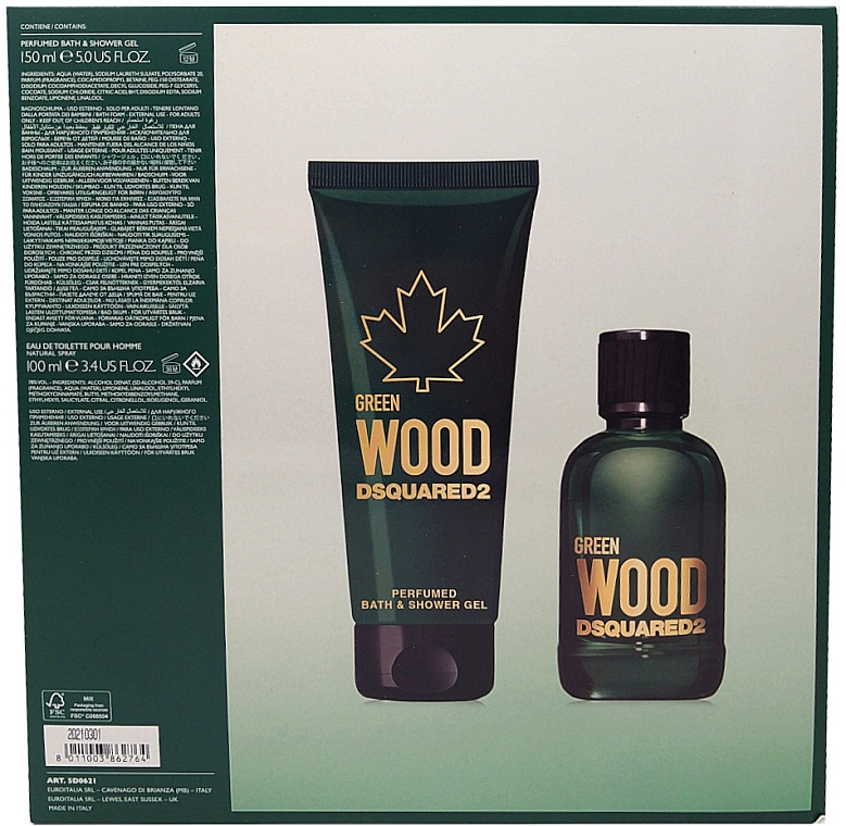 Dsquared2 Green Wood Pour Homme - Duftset (Eau de Toilette 100ml + Duschgel 150ml) — Bild N3