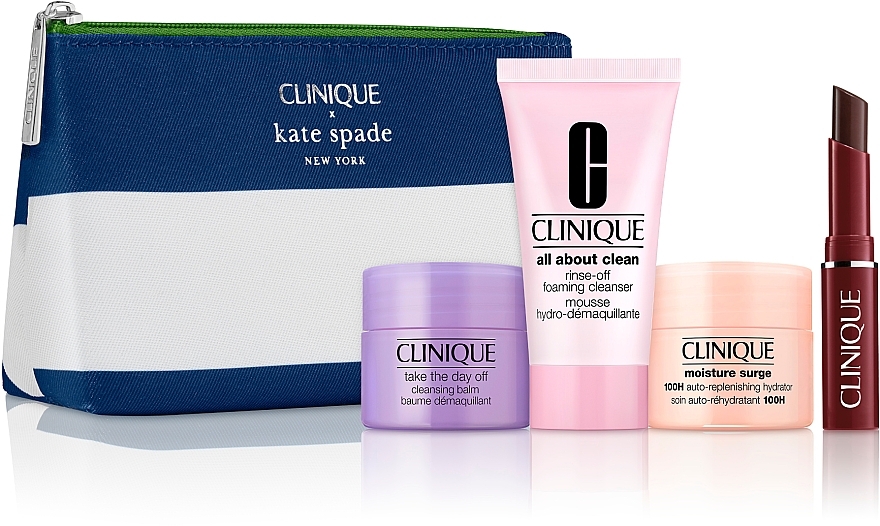 GESCHENK! Set - Clinique Must Have 4CB (Balsam 15ml + Schaum 30ml + Gesichtsgel 15ml + Lippenstift 1.9g + Kosmetiktasche) — Bild N1