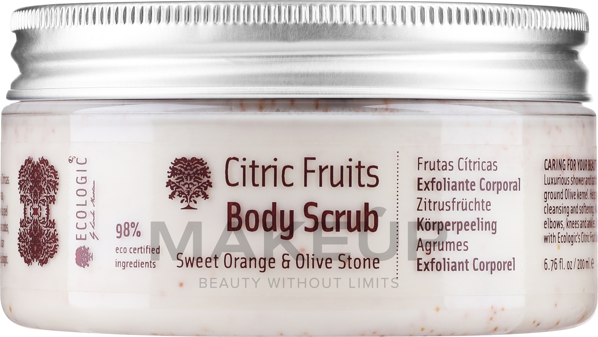 Körperpeeling Süßer Orangen- und Olivenkern - Ecologic Cosmetics Citric Fruits Body Scrub — Bild 200 ml