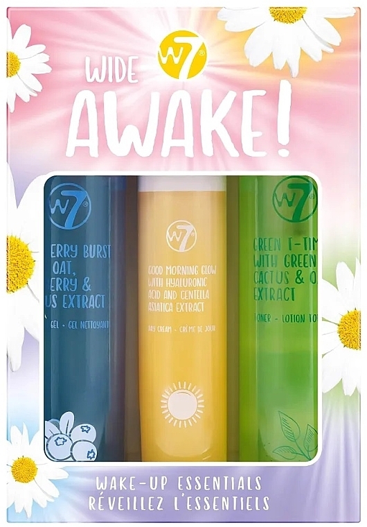 Gesichtspflegeset - W7 Wide Awake! (Gesichtstoner 120ml + Reinigungsgel 120ml + Tagescreme 50ml)  — Bild N2