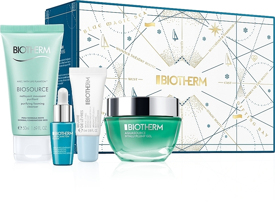 Set - Biotherm Aquasource (f/gel/50ml + f/foam/50ml + elixir/7ml + lip/balm/5ml) — Bild N1