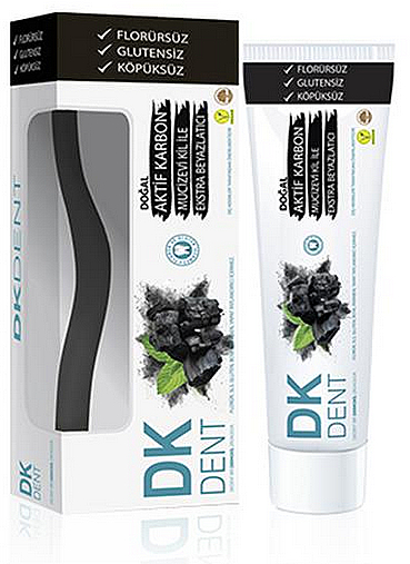 Zahnpasta mit Haarbürste - Dermokil DKDent Activated CarbonToothpaste — Bild N1
