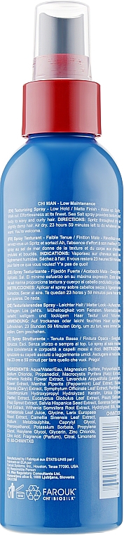 Texturierendes Haarspray mit Meersalz Leichter Halt - CHI Man Low Maintenance Texturizing Spray — Bild N2