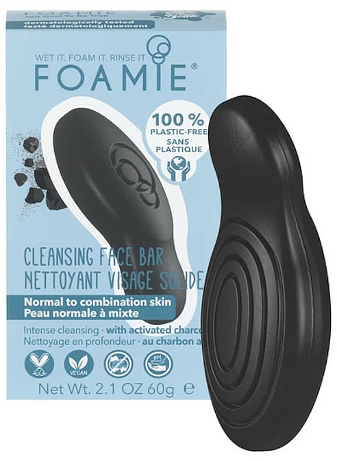 Feste Gesichtsseife für normale bis Mischhaut mit Aktivkohle - Foamie Charcoal Face Bar For Normal To Combination Skin — Bild N1