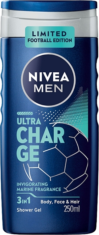 3in1 Duschgel für Körper, Gesicht und Haare - Nivea Men Ultra Charge Limited Football Edition — Bild N1