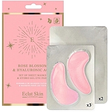 Düfte, Parfümerie und Kosmetik Set - Eclat Skin London Rose Blossom & Hyaluronic acid Hydro-Gel Eye Pad & Sheet Mask Giftset (f/mask/2pcs + eye/pad/3pcs)