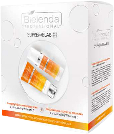 Gesichtspflegeset - Bielenda Professional SupremeLab Energy Boost (Energetisierende Gesichtscreme mit Vitamin C 50ml + Aufhellende und feuchtigkeitsspendende Gesichtsmaske 70ml) — Bild N1
