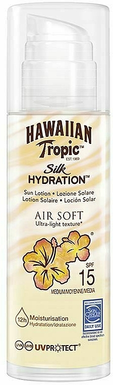 Feuchtigkeitsspendende Sonnenschutzlotion SPF 15 - Hawaiian Tropic Silk Air Soft Sun Lotion SPF 15 — Bild N1