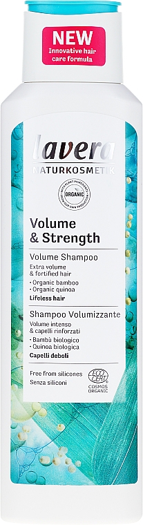 Haarshampoo mit Bambus und Quinoa für mehr Volumen und Stärke - Lavera Volume & Strength Shampoo — Bild N1