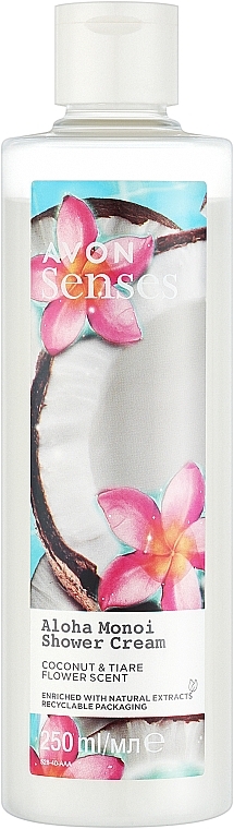 Creme-Duschgel mit Kokosnuss und Tiare-Blume - Avon Senses Aloha Monoi Coconut & Tiare Flower Scent Shower Cream — Bild N1
