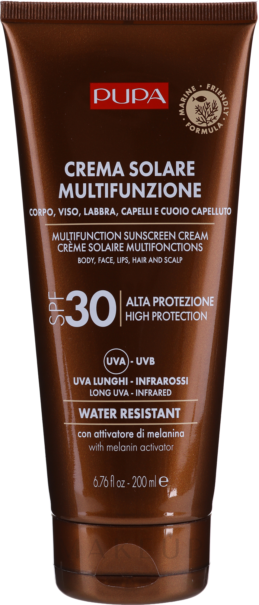 Feuchtigkeitsspendende Sonnenschutzcreme für Körper, Gesicht, Haar und Kopfhaut SPF 30 - Pupa Multifunction Sunscreen Cream — Bild 200 ml