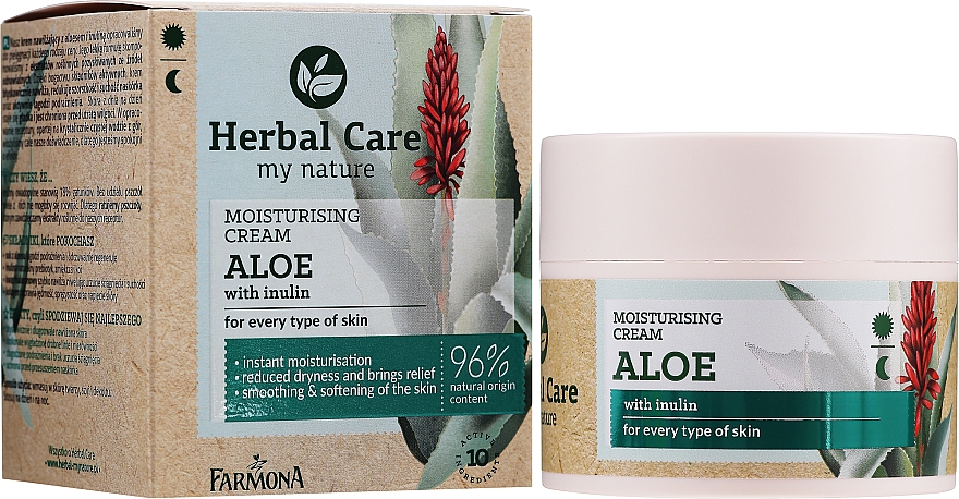 Feuchtigkeitsspendende Gesichtscreme mit Aloe und Inulin für alle Hauttypen - Farmona Herbal Care My Nature Moisturizing Cream — Bild N2