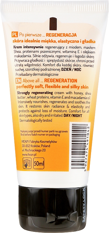 Regenerierende Gesichtscreme mit Honig und Sheabutter - Hean Basic Care Regenerating Cream Honey & Shea Butter — Bild N2