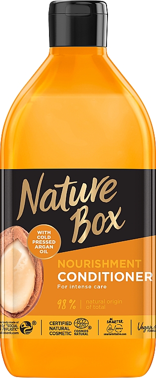 Intensiv pflegende und nährende Haarspülung mit kaltgepresstem Arganöl - Nature Box Nourishment Vegan Conditioner With Cold Pressed Argan Oil — Bild N1