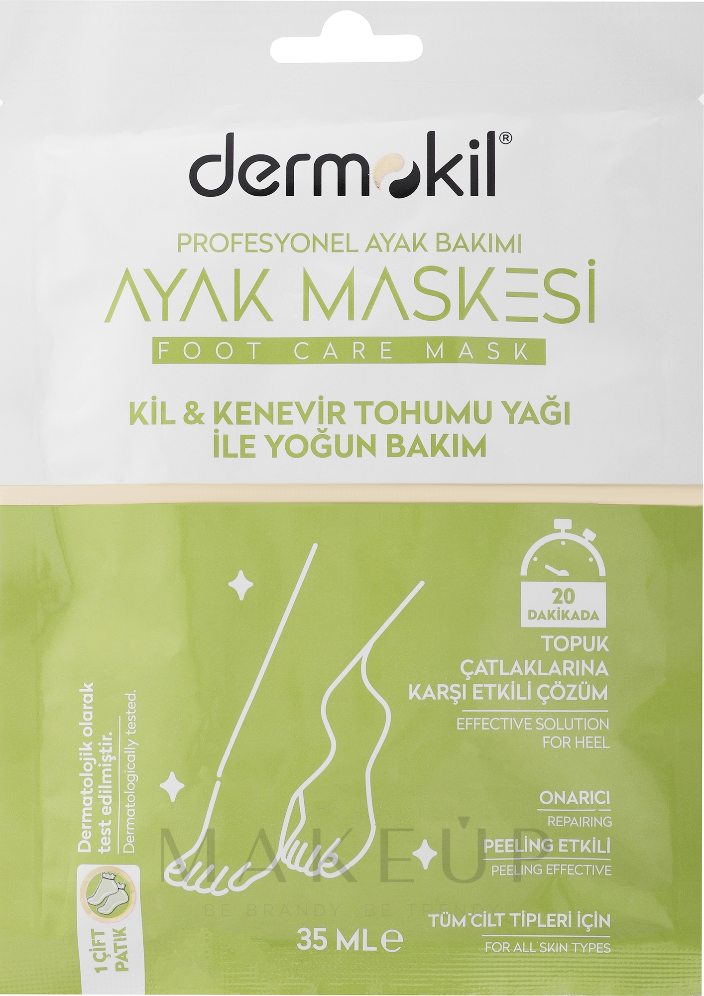 Fußmaske mit Hanfsamenöl - Dermokil Foot Mask Hemp Seed Oil — Bild 35 ml